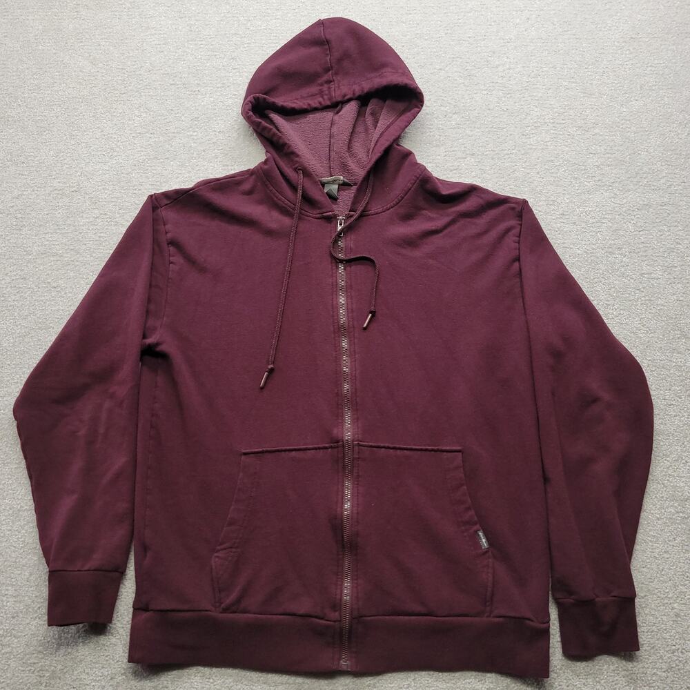 Eddie Bauer Men’s Medium Full Zip Hoodie Burgundy Maroon Fleece Lined Sweatshirt